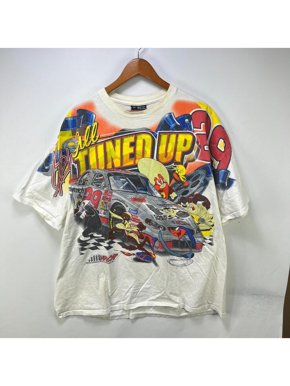 Vintage NASCAR All Over Print AOP T-Shirt 2XL Looney Tunes